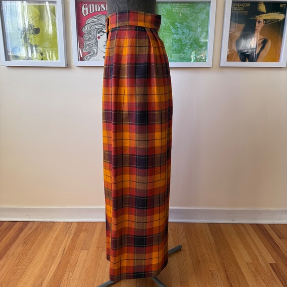 Amazing Vintage 70s tartan plaid maxi skirt in rich autumn tones - Picture 3 of 8